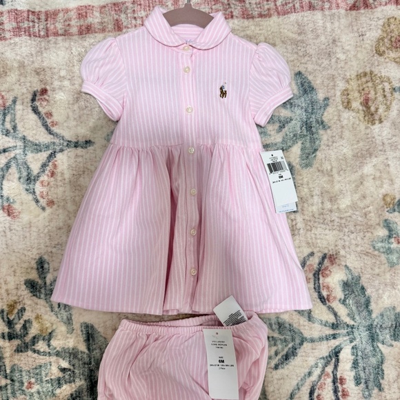 Polo Ralph Lauren Baby Girls Striped Knit Oxford Dress - Picture 1 of 1